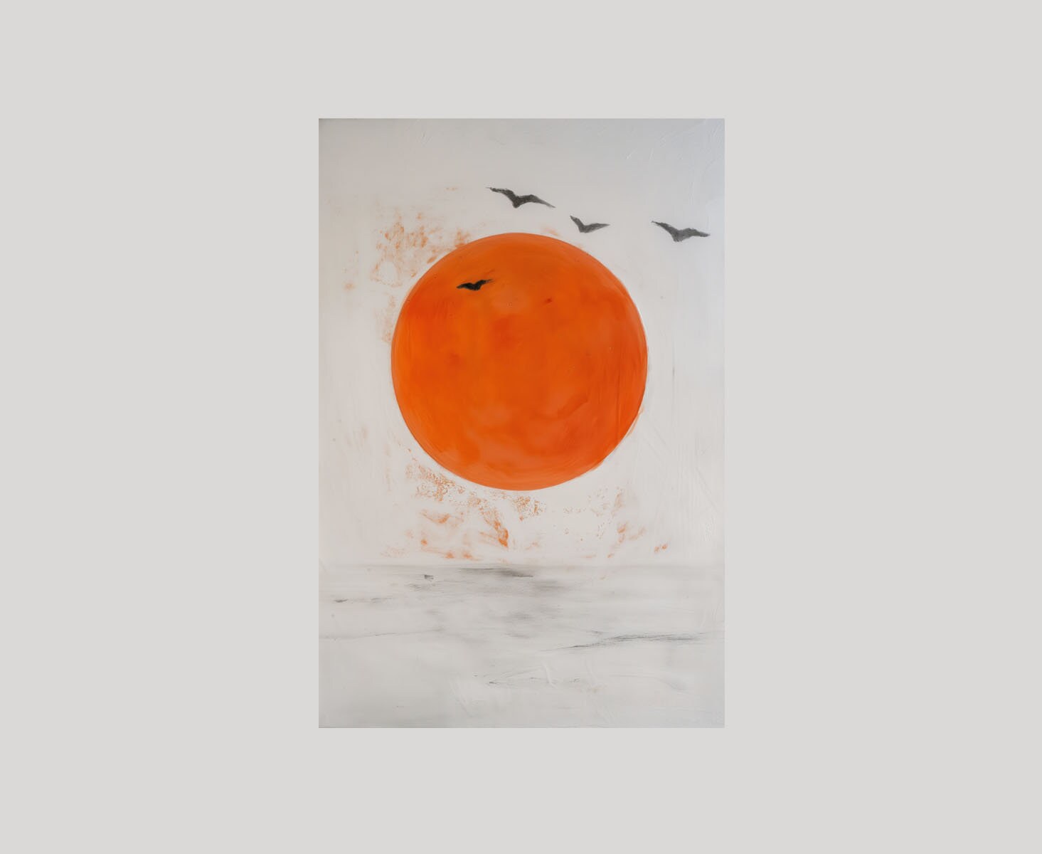 Orange and Grey Wall Art, Contemporary Printable Wall Art, Abstract Sun