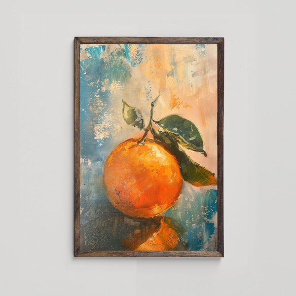 Vintage Orange Art, Citrus Fruit Painting, Printable Kitchen Art, Traditional Dining Room Decor, Still Life Fruit Painting, Digital Download