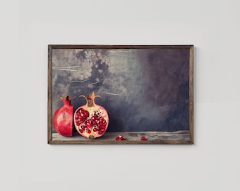 ザクロの静物画：雰囲気のあるキッチンダイニングルームの印刷可能な