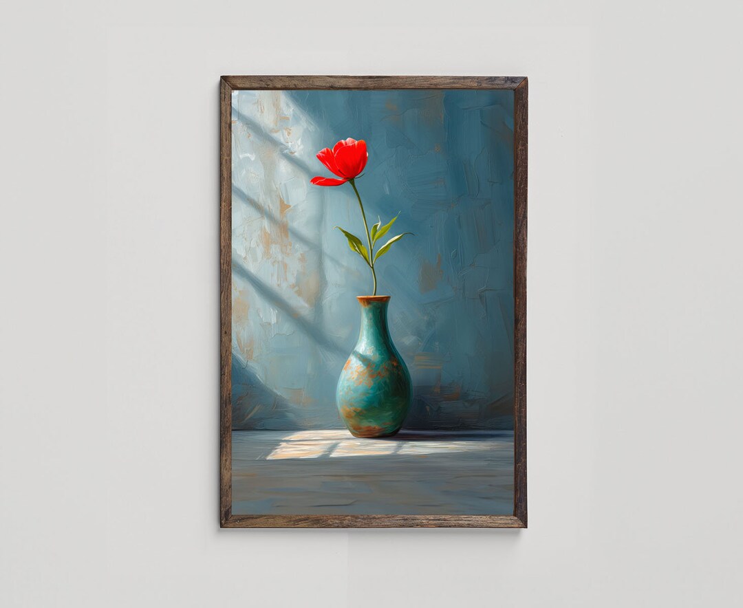 Digital Download, Blue Floral Wall Art, Floral Print, Living Room Wall