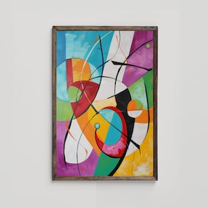 Arte astratta audace per l&#39;arredamento moderno di casa e ufficio, arte murale astratta colorata, arte stampabile con geometria astratta multicolore, download digitale