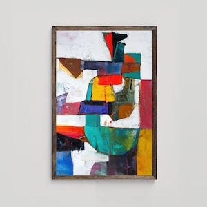 Arte astratta audace per l&#39;arredamento moderno di casa e ufficio, arte murale astratta colorata, arte stampabile con geometria astratta multicolore, download digitale