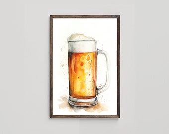 Craft Beer Wall Art, Glass of Wine Print, Living Room Wall Art, Kitchen and Dining Art, Glass of Beer Printable Wall Art, Digital Download