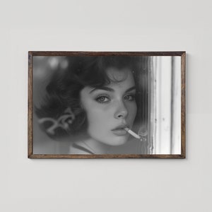 Vintage-Inspired Monochrome Beauty Portrait, Classic Glamour Photography Art Print, Living Room Decor, Beautiful Art, Digital Download