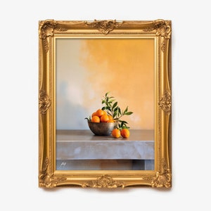 Kitchen Fruit Wall Art, Bright Orange Wall art, Contemporary wall art, Modern Wall Art print, Printable Wall Art, Digital Download