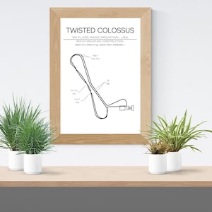 Twisted Colossus Layout - Six Flags Magic Mountain - USA Modern Wall Art  Roller Coaster Art Minimalistic Print Poster RMC Theme Park Gift