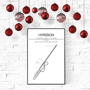 Hyperion Layout - Energylandia - Poland - Modern Wall Art - Roller Coaster Minimalistic Print Poster Intamin AG