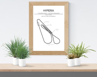 Hyperia Layout - Thorpe Park - United Kingdom - Modern Wall Art - Roller Coaster Minimalistic Print Poster Bolliger and Mabillard Rides