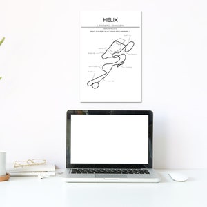 Helix Layout Liseberg Sweden Modern Wall Art Roller Coaster Gift Minimalistic Print Mack Rides Theme Park Gift Roller Coaster Poster