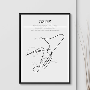 OzIris Layout - Parc Asterix - France - Modern Wall Art - Roller Coaster Minimalistic Print Poster Bolliger and Mabillard Rides