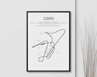 OzIris Layout - Parc Asterix - Frankreich - Moderne Wandkunst - Achterbahn Minimalistischer Druck Poster Bolliger and Mabillard Rides