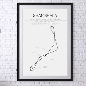 Shambhala Layout - PortAventura - Spain - Modern Wall Art - Roller Coaster Minimalistic Print Poster Bolliger and Mabillard Rides