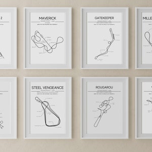 9 Cedar Point Roller Coaster Layouts - USA - Modern Wall Art - Roller Coaster Minimalistic Print Poster Theme Park Print Roller Coaster Gift