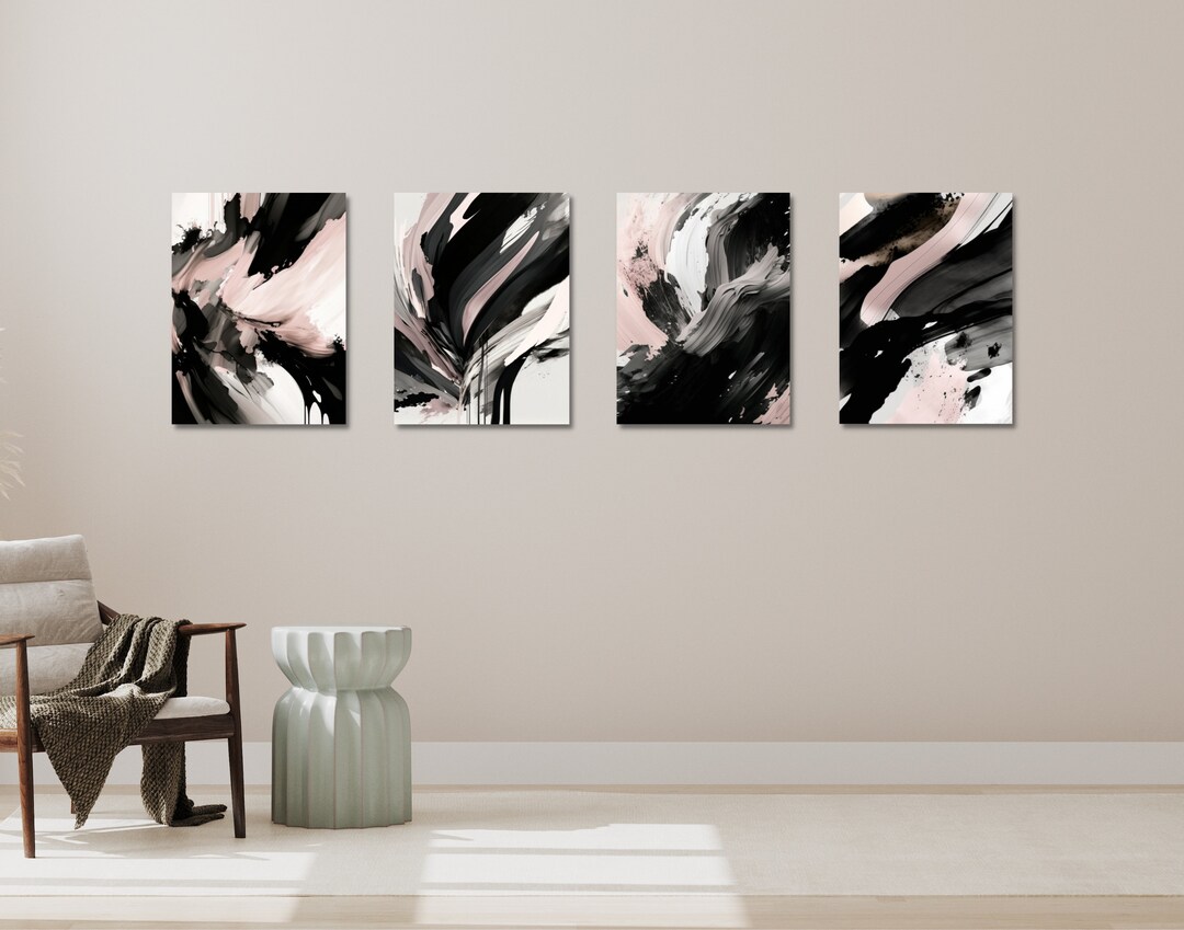 Modern Gallery Wall Art Blush Gray Wall Art for Living Room Minimalist ...