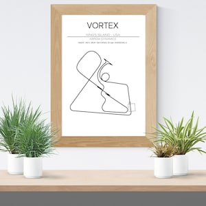 Vortex Layout (no labels) - Arrow Dynamics - USA - Modern Wall Art - Roller Coaster Minimalistic Print Poster Print Roller Coaster Gift