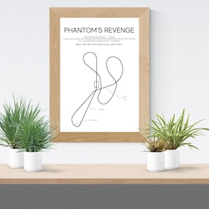 Phantom&#39;s Revenge Layout - Kennywood - USA - Modern Wall Art Roller Coaster Minimalistic Print Poster Theme Park Print Roller Coaster Gift
