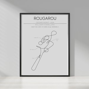 Rougarou Layout - Cedar Point - USA - Modern Wall Art - Roller Coaster Minimalistic Print Poster Theme Park Print Roller Coaster Gift