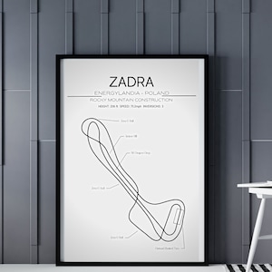 Zadra Layout - Energylandia - Poland - Modern Wall Art - Roller Coaster Minimalistic Print Poster Rocky Mountain Construction