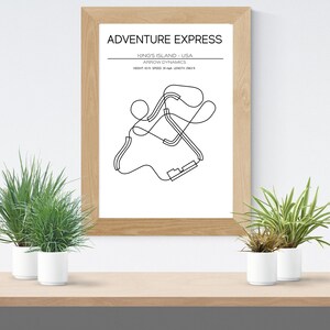 Adventure Express Layout - Arrow Dynamics - USA - Modern Wall Art - Roller Coaster Minimalistic Print Poster Print Roller Coaster Gift