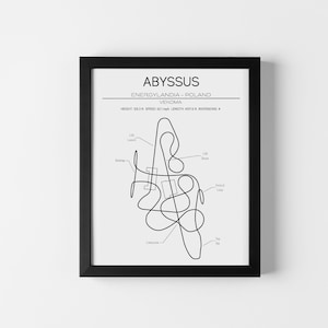 Abyssus Layout - Energylandia - Poland - Modern Wall Art - Roller Coaster Minimalistic Print Poster Vekoma