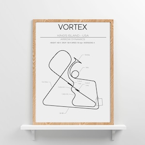 Vortex Layout - Arrow Dynamics - USA - Modern Wall Art - Roller Coaster Minimalistic Print Poster Theme Park Print Roller Coaster Gift