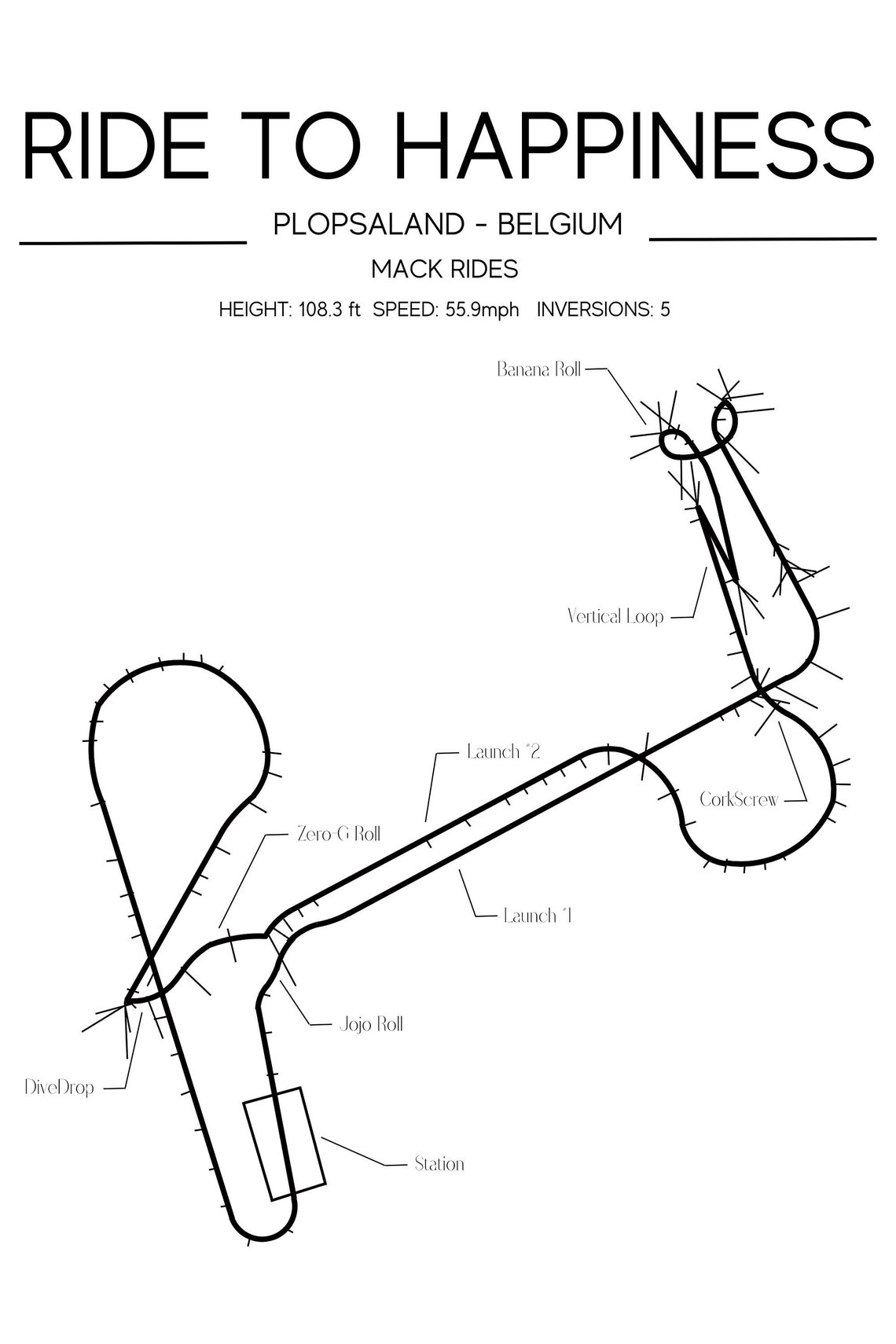 Ride to Happiness Layout - Plopsaland - Belgium - Modern Wall Art ...