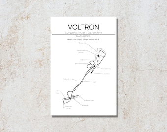 Voltron Layout - Europa Park - Germany - Modern Wall Art - Roller Coaster Minimalistic Print Poster Mack Rides
