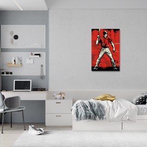 Baseball Wall Art for Kids Room Digital Download Wall Art Baseball Poster Red Boys Room Decorations Wall Art for Baseball Fan Print