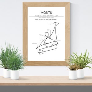 Montu Layout Bush Gardens Tampa USA Arte de pared moderno Montaña rusa Regalo Impresión minimalista B&M Parque temático Regalo Montaña rusa Póster