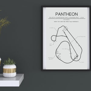 Pantheon Layout Busch Gardens Williamsburg USA Modern Wall Art Roller Coaster Gift Minimalistic Print Poster Intamin Theme Park