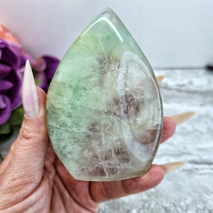 Fluorite Teardrop Freeform Green Clear Beautiful Natural High Quality Polished Clear Gusher