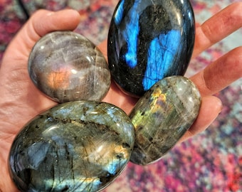 Labradorite Palm Stone Rainbow Psychic Transformation Heal Protect Flash Natural High Quality Crystals Minerals