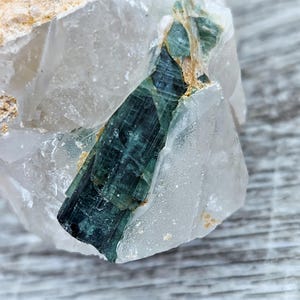 Indicolite Blue Tourmaline in Quartz with Mica Crystals Specimen High Quality Collector Mineral