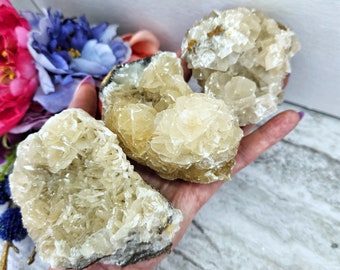 Calcite UV Glow Large Chunk Raw Crystals Sparkle Specimen Cluster