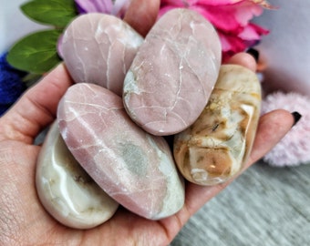 Pink Opal Palm Stone Natural High Quality Healing Grounding Balance