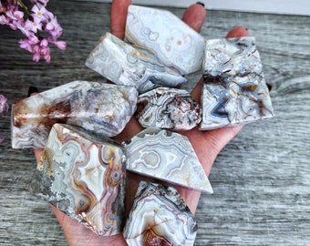Mexican Crazy Lace Agate Polished Banding Freeform Optimism Self-Confidence Stone Crystal Natural High Quality Crazing Special Red White