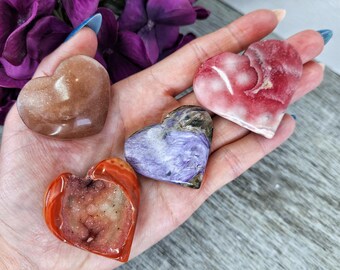You Pick Your Heart Charoite Rhodochrosite Confetti Sunstone Carnelian Crystal Stone Transformation Strength Natural High Quality Love