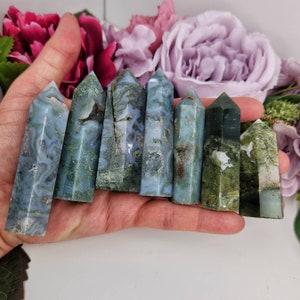 Gorgeous Moss Agate Towers Oblesks Green Beautiful Natural High Quality