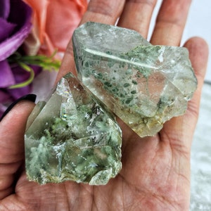 Chlorite Quartz Included Green Garden Spots Crystals Rare Special Unique Formation Specimen Natural High Quality Spiritual Geometry