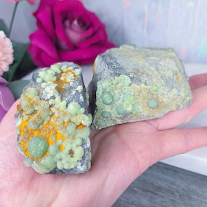 Wavellite Specimen Cluster Natural Super High Quality Green  Crystal on Matrix Bubbles Witchy Rare Hard to Find
