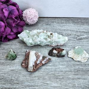Rare Green Apophyllite Disco Ball Clear Glassy India Cluster Crystal You Pick