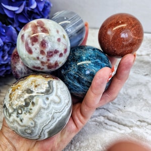 Large Spheres You Pick Agate Mexican Crazy Lace Unicorn Stone Lepidolite Smoky Quartz Pink Tourmaline Blue Apatite Orange Goldstone Quality