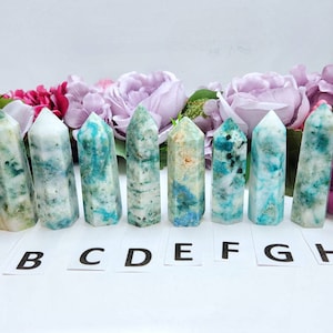 Phoenix Stone Tower Available Chrysocolla Malachite Turquoise Peace Harmony Forgiveness Tower Point Blue Green Natural High Quality