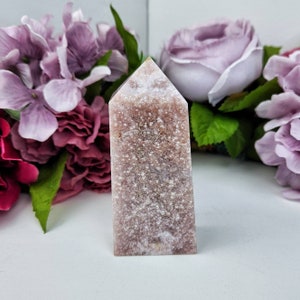 Gorgeous Pink Amethyst Towers Obelisks Sparkly Druzy Flower Agate  Understanding Trust Intuition Beautiful Natural High Quality