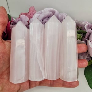Mangano Pink Calcite Tower Large Point UV Reactive Spiritual Awakening Transformation Emotional Understanding Natural High Quality