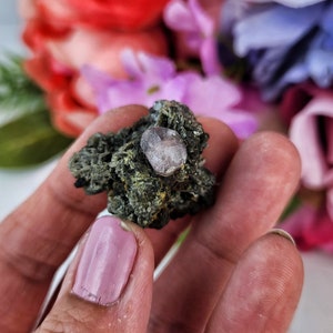 Pink Apatite on Matrix In Perky Thumbnail Box Crystal Specimen Healing Gemstone Manifesting Creativity Imagination Energy Boost