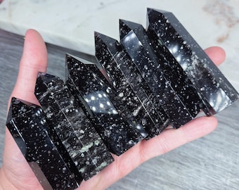Stardust Obsidian Tower New Find Large Orbicular Black White Natural Glass Natural High Quality