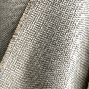 Cotton Linen blended basketweave medium weight fabric, close up view