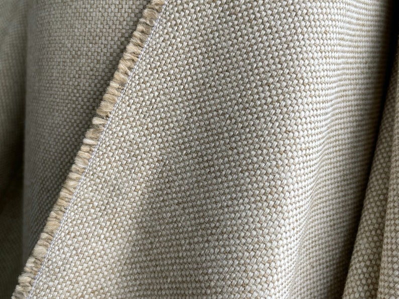 Cotton Linen blended basketweave medium weight fabric, close up view