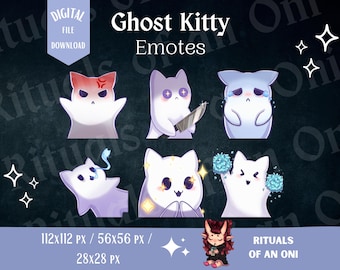 かわいいゴーストキティの絵文字、Twitch DiscordまたはYoutube用の猫の絵文字、ハロウィンの絵文字